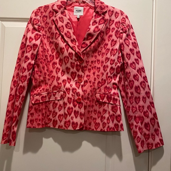 MOSCHINO VINTAGE HEART BLAZER VINTAGE PINK Size-10 Italian 44 - Picture 3 of 6